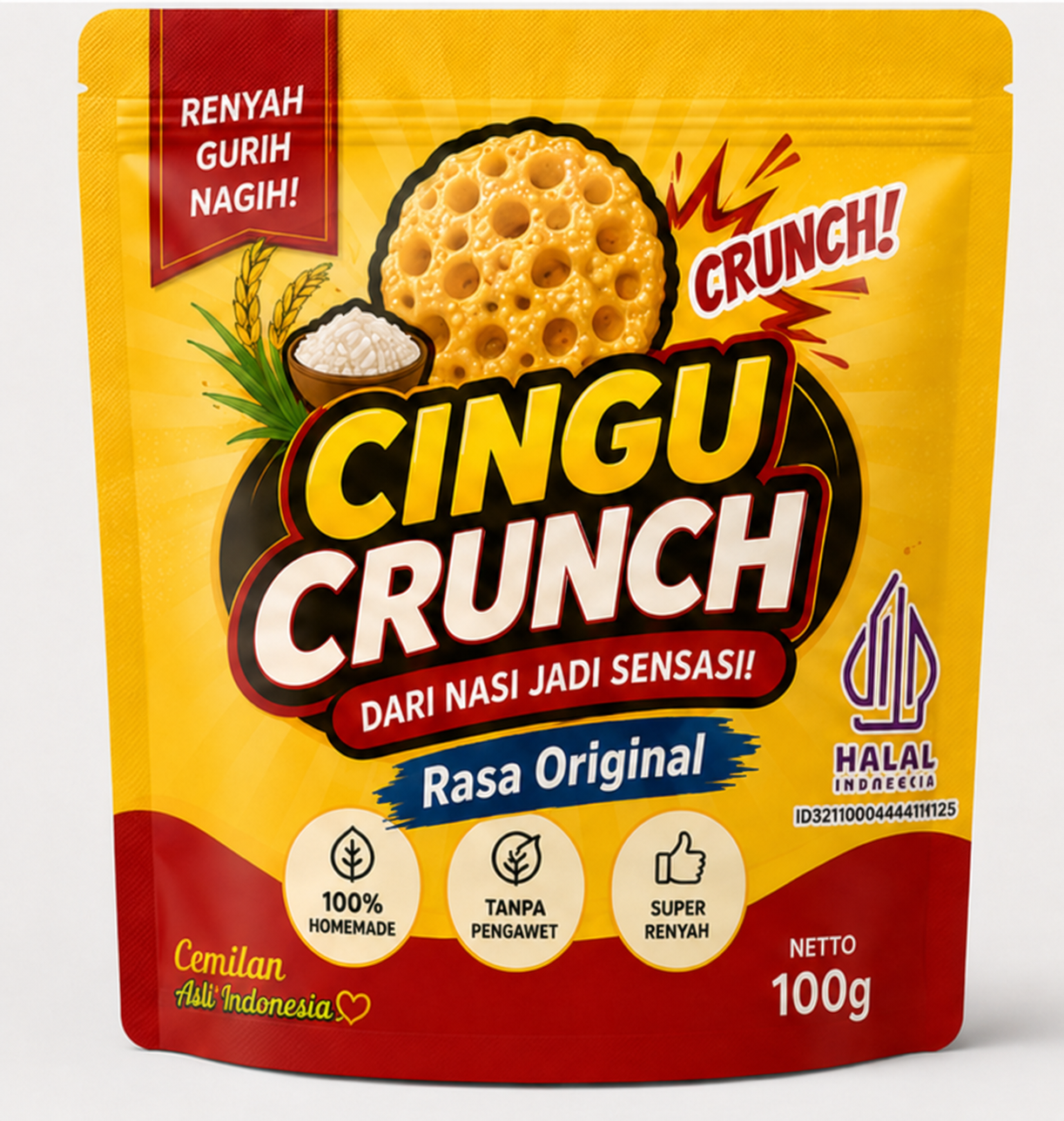 Kerupuk Cingu Kemasan Standing Pouch Original